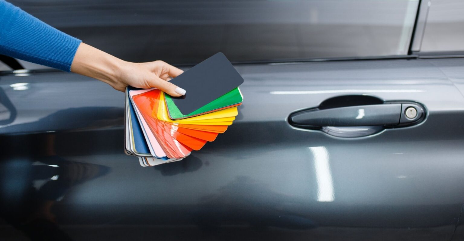 Color swatches against a vehicle